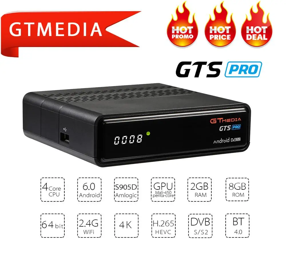 GTMEDIA GTS PRO Android 6.0 Smart TV BOX 4K H.265 S905D 2G 8G Set Top Box 4K 3D H.265 Wifi media player TV Receiver box store
GTMEDIA GTS PRO Android 6.0 Smart TV BOX 4K H.265 S905D 2G 8G Set Top Box 4K 3D H.265 Wifi media player TV Receiver box store