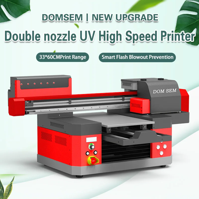 

DOMSEM 3360 UV Flatbed Printer Inkjet Printer 3D Textured Raised Embossed Printing Machine Dual Print Heads For Phone Case Photo