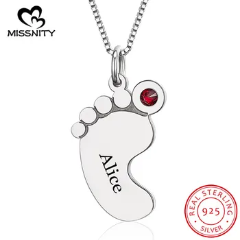 MissNity 925 sterling silver personalized carved baby foot pendant necklace and simulation birthstone custom mother necklace 
MissNity 925 sterling silver personalized carved baby foot pendant necklace and simulation birthstone custom mother necklace