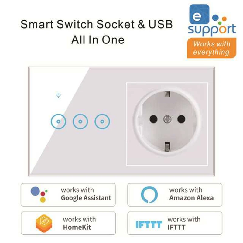 1 2 3 Gang Smart Wifi Switch Wifi Touch Switch Remote Control Work Google Home Amazon Alexa With EU Standard Socket EWeLink
1 2 3 Gang Smart Wifi Switch Wifi Touch Switch Remote Control Work Google Home Amazon Alexa With EU Standard Socket EWeLink