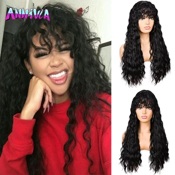 Long Hair Kinky Curly Wig With Bangs For Black Women Natural Glueless Water Wave Synthetic High Temperature Fiber Hair Annivia
Long Hair Kinky Curly Wig With Bangs For Black Women Natural Glueless Water Wave Synthetic High Temperature Fiber Hair Annivia