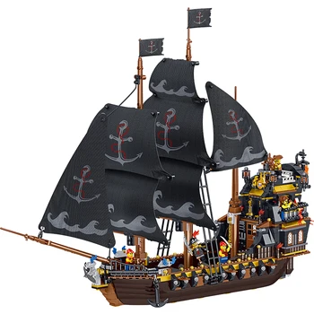 

Pirates of the Caribbean The Black Eternal Pirate Ship Boat Building Blocks Fit Creator Technic Bricks Children Toy Gift