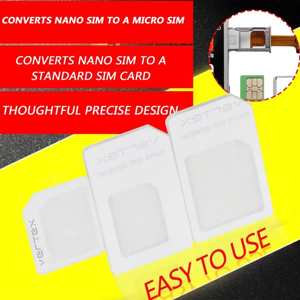 3 in 1 Micro Nano SIM Card Adapter Connector Convert Nano SIM Card to Micro Standard Adaptor For iPhone 6 7 X 12 plus Huawei P8
3 in 1 Micro Nano SIM Card Adapter Connector Convert Nano SIM Card to Micro Standard Adaptor For iPhone 6 7 X 12 plus Huawei P8
