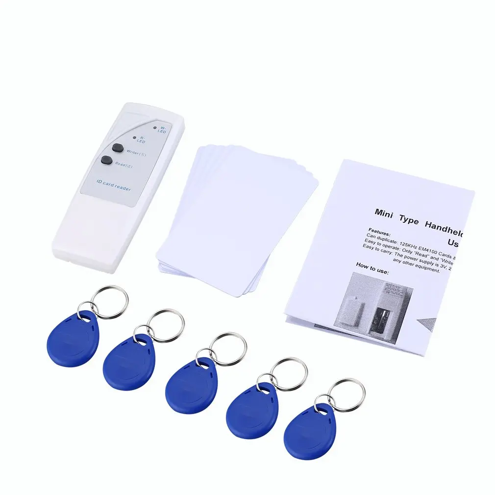 13 Pcs/set Handheld RFID ID Card Copier/Reader White Card Writer with 6 Writable Keys Tags/6 ID Cards Kit 
13 Pcs/set Handheld RFID ID Card Copier/Reader White Card Writer with 6 Writable Keys Tags/6 ID Cards Kit
