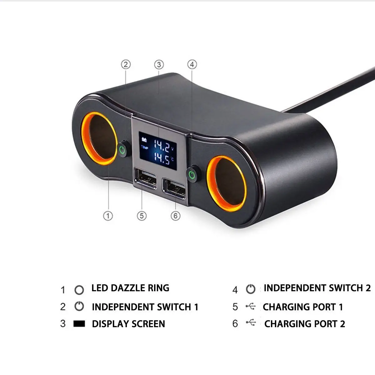 Power Inverters Car Cigarette Lighter Charger Black 12~24V Dual Socket 2 USB Port Splitter Real-time
Power Inverters Car Cigarette Lighter Charger Black 12~24V Dual Socket 2 USB Port Splitter Real-time