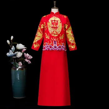 Red Groom Vintage Loose Cheongsam Traditional Chinese Wedding Gown Satin Qipao Embroidery Dragon Costume Vestido Oriental Mens
Red Groom Vintage Loose Cheongsam Traditional Chinese Wedding Gown Satin Qipao Embroidery Dragon Costume Vestido Oriental Mens