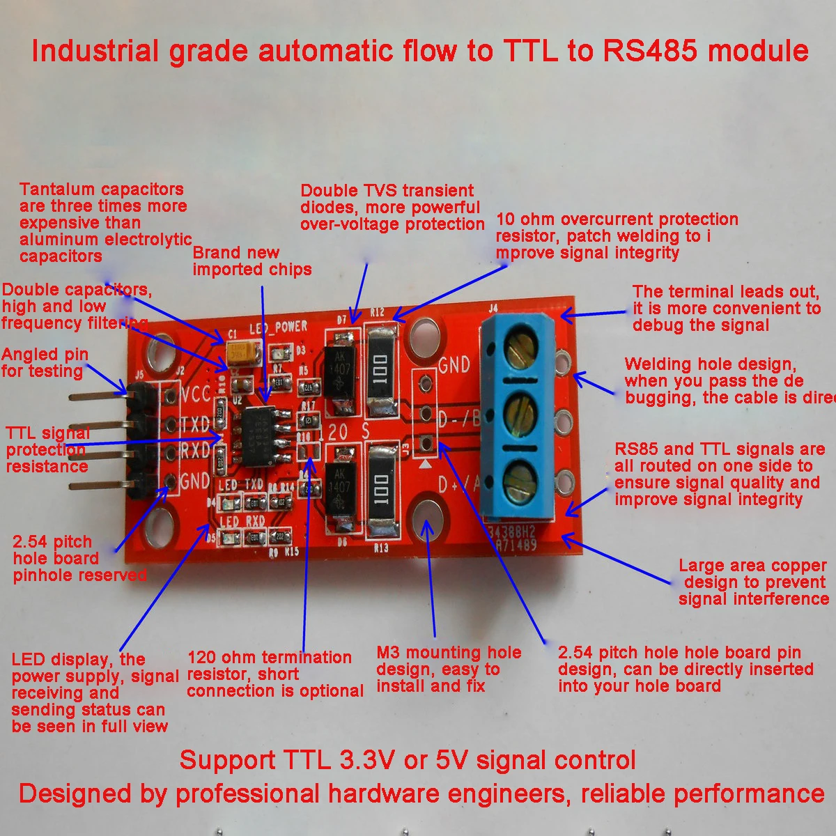 Полный дуплекс 422 в MCU UART модуль последовательного преобразования SP/MAX3490 3 V TTL