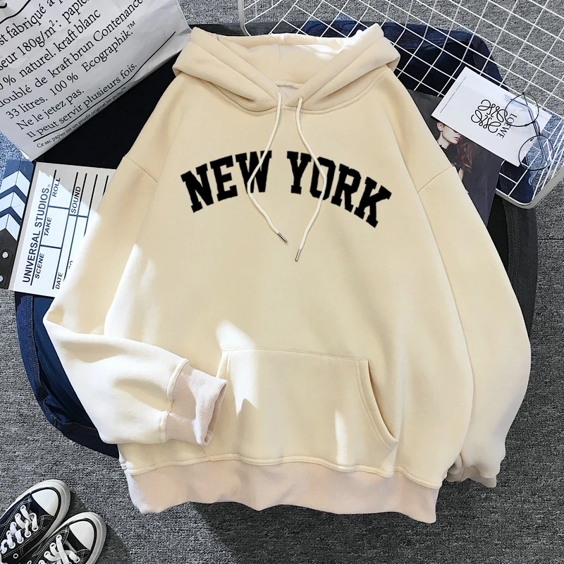 NEW Sweatshirts velvet winter Women's NEW YORK printing Hooded Female 2020 Cotton Thicken Warm Hoodies Lady Autumn Tops NEW Sweatshirts velvet winter Women's NEW YORK printing Hooded Female 2020 Cotton Thicken Warm Hoodies Lady Autumn Tops