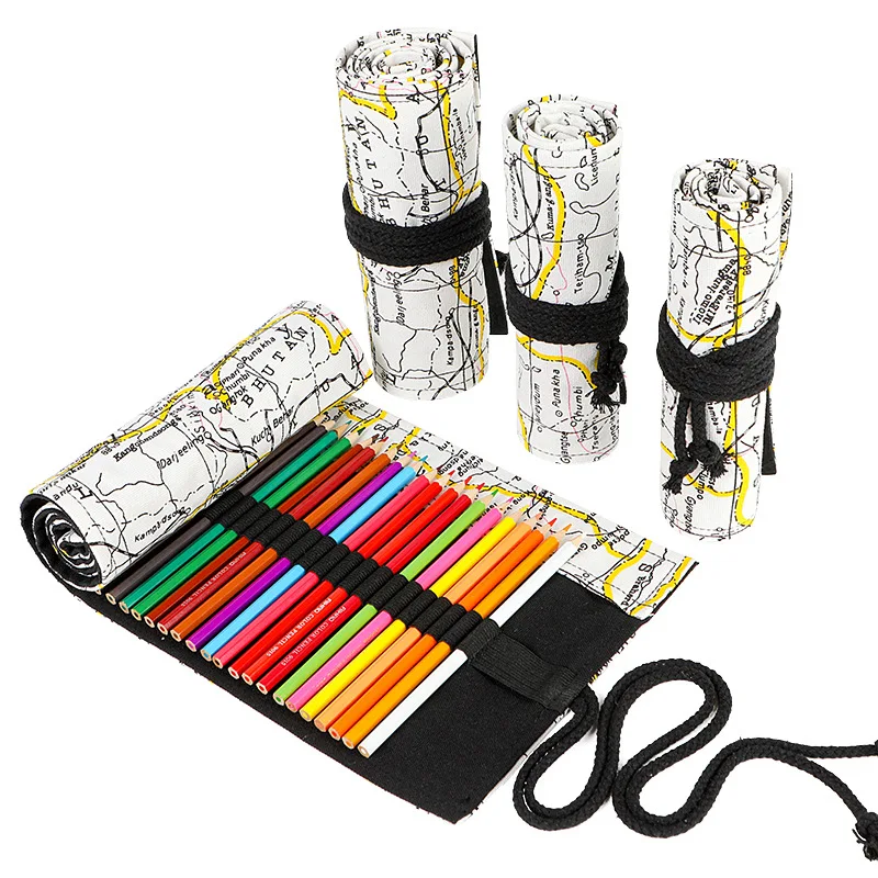 12/24/36/48/72 Holes Roll School Pencil Case Map Canvas Pen Bag Penal for Girls Boys Cute Large Pencilcase Box Stationery
12/24/36/48/72 Holes Roll School Pencil Case Map Canvas Pen Bag Penal for Girls Boys Cute Large Pencilcase Box Stationery
