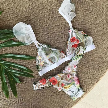 Sexy Embroidery Women's Underwear Lingerie Transparent Net Yarn Floral Lace Wireless Fashion Lingerie Set Women Bra Underwear 
Sexy Embroidery Women's Underwear Lingerie Transparent Net Yarn Floral Lace Wireless Fashion Lingerie Set Women Bra Underwear