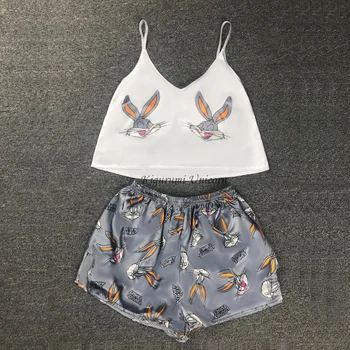 Animal Cartoon Print Lovely Sleepwear Home Suit Summer V Neck Sexy Pyjamas Women Spaghetti Strap Loose Pijama Satin Femme Cat
Animal Cartoon Print Lovely Sleepwear Home Suit Summer V Neck Sexy Pyjamas Women Spaghetti Strap Loose Pijama Satin Femme Cat