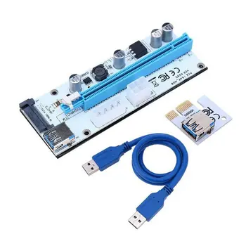 

VER008S PCI-E Riser Card PCI-E 1x to 16x with 4pin 6pin Sata Three Power Supply Port + USB Extended Cable for Bitcoin Miner