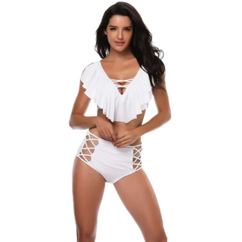 Female New Bandage Women High Waisted Swimsuit Sexy Beachwear Bathing Suit Ruffles Push up Halter Bikini Set
Female New Bandage Women High Waisted Swimsuit Sexy Beachwear Bathing Suit Ruffles Push up Halter Bikini Set