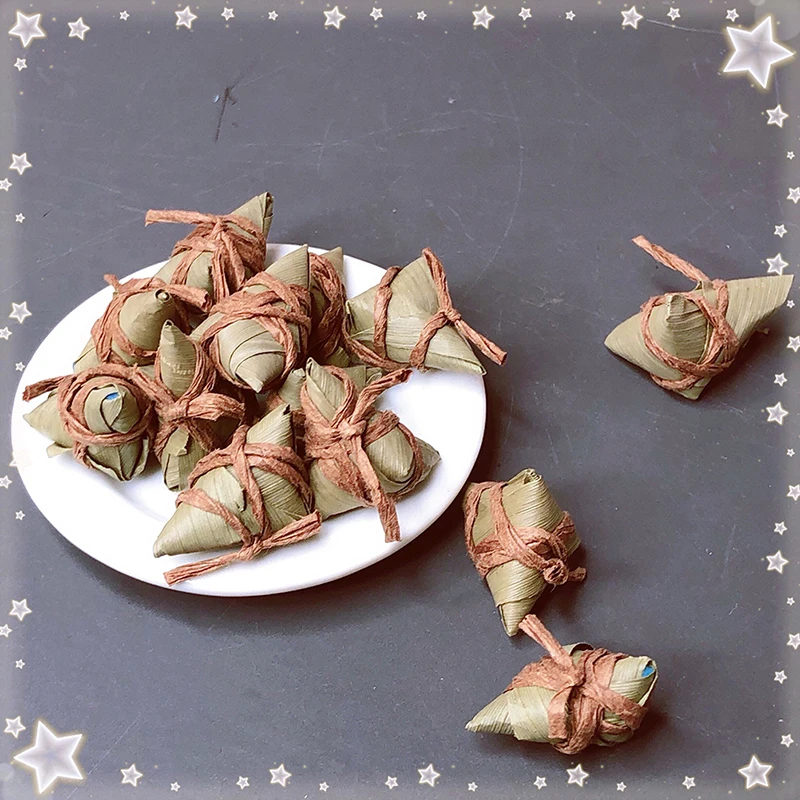 2Pcs Simulation Chinese rice-pudding zongzi model Food Miniature Figurine Pretend play Kitchen Toy Doll House DIY Accessories | Игрушки и