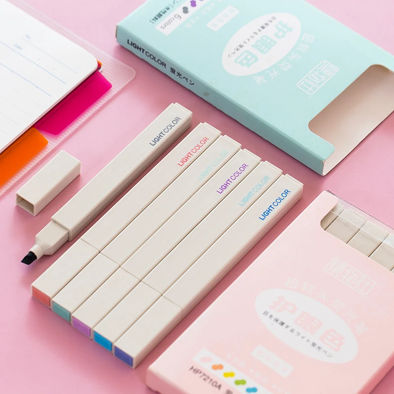 6pcs Soft Eye Protection Color Mini Highlighter Marker Pen Water Ink Colors Brush Tip Drawing Paint Journal Art Supplies H6349
6pcs Soft Eye Protection Color Mini Highlighter Marker Pen Water Ink Colors Brush Tip Drawing Paint Journal Art Supplies H6349