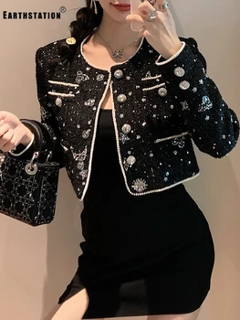 Free shipping Heavy craft Beading stitching sequins Geometric pattern Tweed Short coat Ladies' autumn new style Personality
Free shipping Heavy craft Beading stitching sequins Geometric pattern Tweed Short coat Ladies' autumn new style Personality