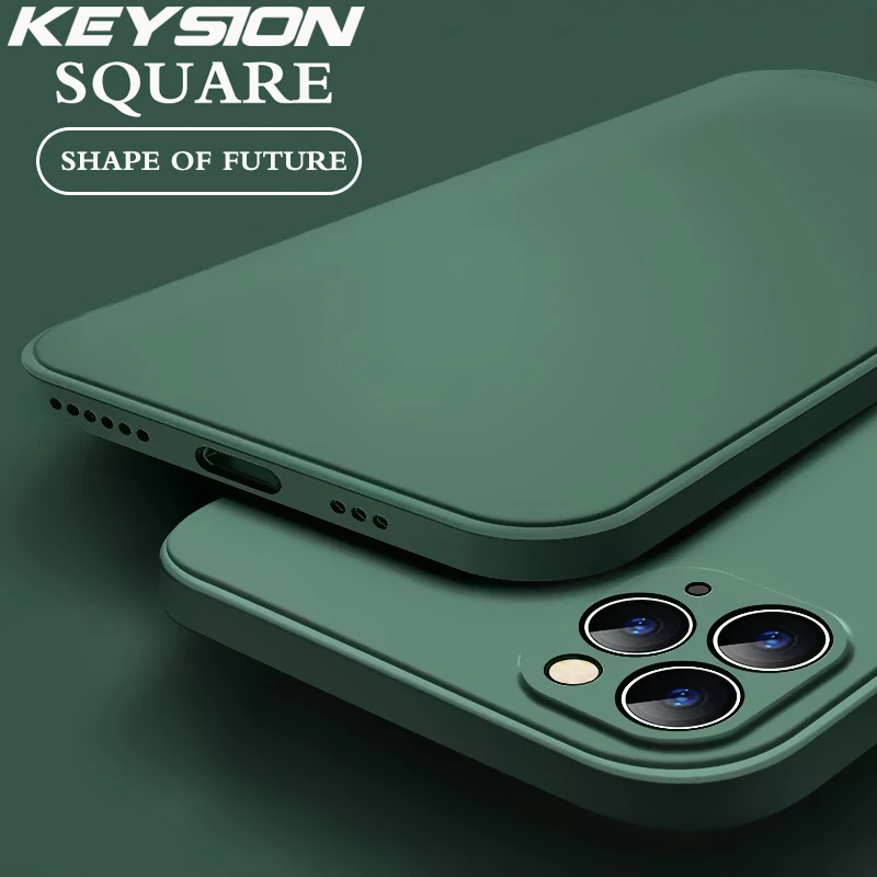 Силиконовый чехол KEYSION для iPhone 12 Pro Max 11 SE противоударный XS XR 8 7 6s Plus квадратный с