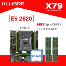 Kllisre x79 x79h placa-mãe usb3.0 conjunto com lga2011 xeon e5 2620 cpu 2pcs x 8 gb = 16 gb(China)
