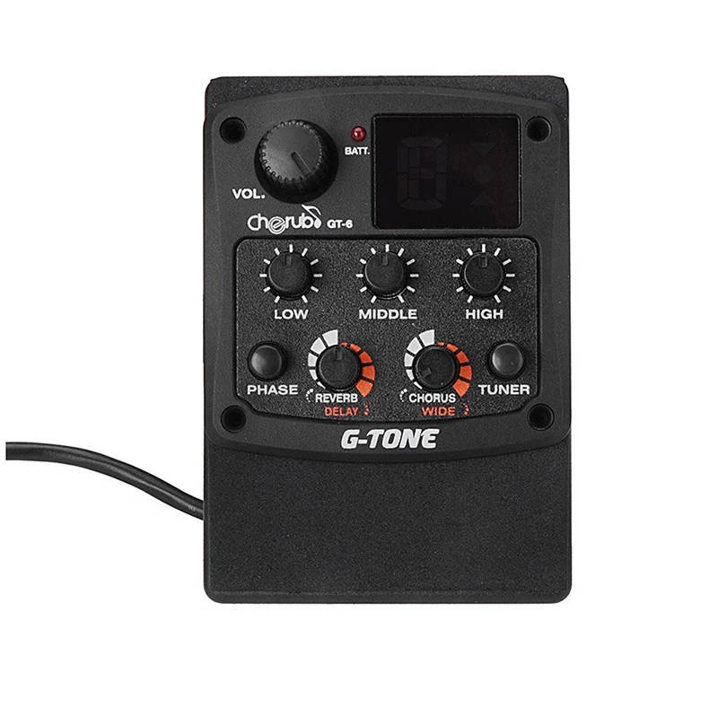 Cherub G-Tone GT-6 Acoustic Guitar Preamp Piezo Pickup 3-Band EQ Equalizer LCD Tuner with Reverb/Chorus Effects
Cherub G-Tone GT-6 Acoustic Guitar Preamp Piezo Pickup 3-Band EQ Equalizer LCD Tuner with Reverb/Chorus Effects