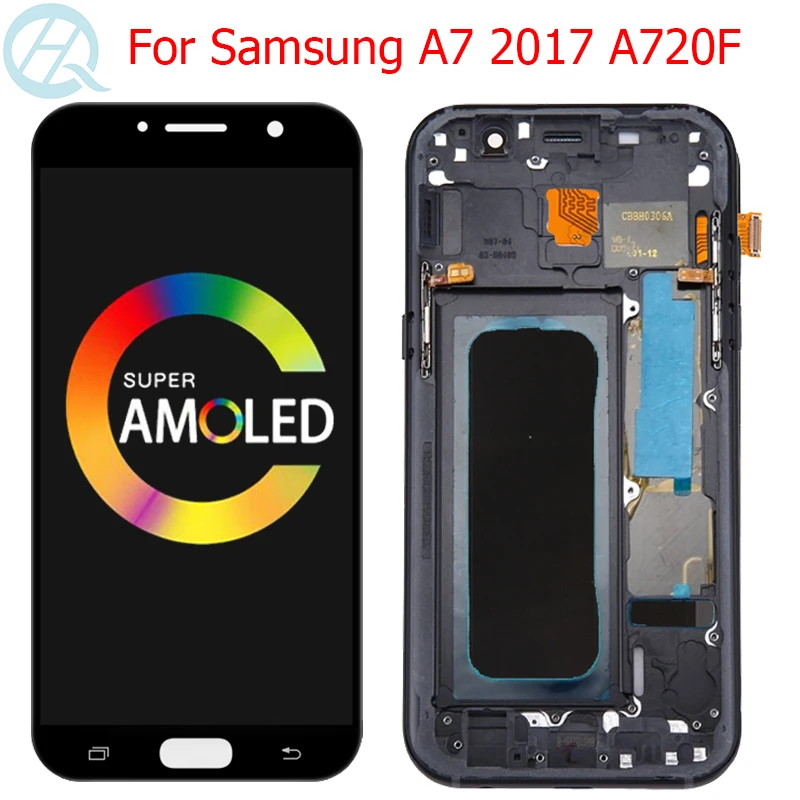 Оригинальный дисплей A720F для Samsung Galaxy A7 2017 ЖК с рамкой 5 7 дюйма тачскрином в сборе панель сенсорным