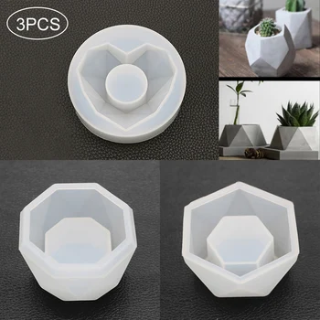 

Silicone Plant Pot Molds Form Arts Craft Polygonal Casting Moulds DIY Succulent Flowerpot Clay Mold 3 Styles Concrete Mould