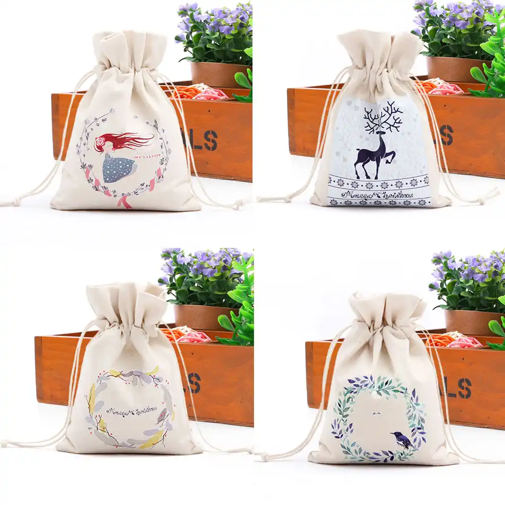 canvas candy bag gift bag creative decoration christmas xmas