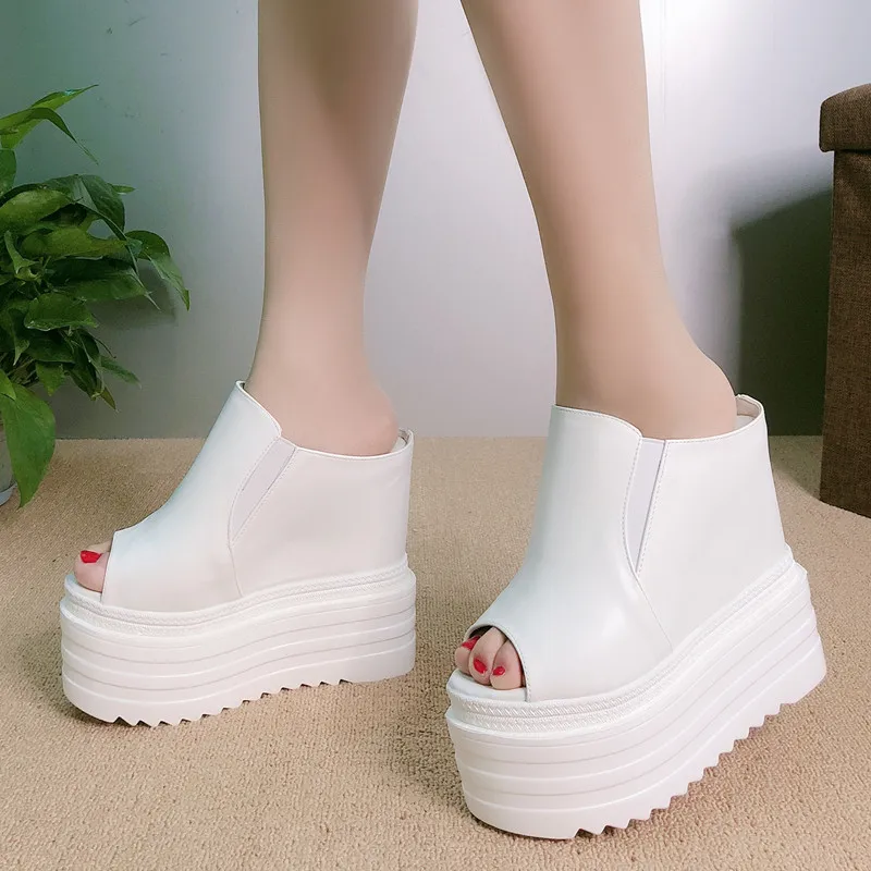 

White Black Wedges Heel Sandals For Women High Heels New Antiskid Summer Shoes Women 2021 Platform Sandals