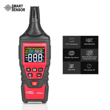 SMART SENSOR ST6817 Handheld Temperature Humidity Meter LCD Backlight Digital Psychrometer Thermo-hygrometer Thermometer Tester
SMART SENSOR ST6817 Handheld Temperature Humidity Meter LCD Backlight Digital Psychrometer Thermo-hygrometer Thermometer Tester
