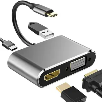 Type-C Interface Device Converter 4 in 1 HUB USB3.0 USB-C PD HDMI VGA Video Audio Aluminum Alloy Electronic Adapter
Type-C Interface Device Converter 4 in 1 HUB USB3.0 USB-C PD HDMI VGA Video Audio Aluminum Alloy Electronic Adapter