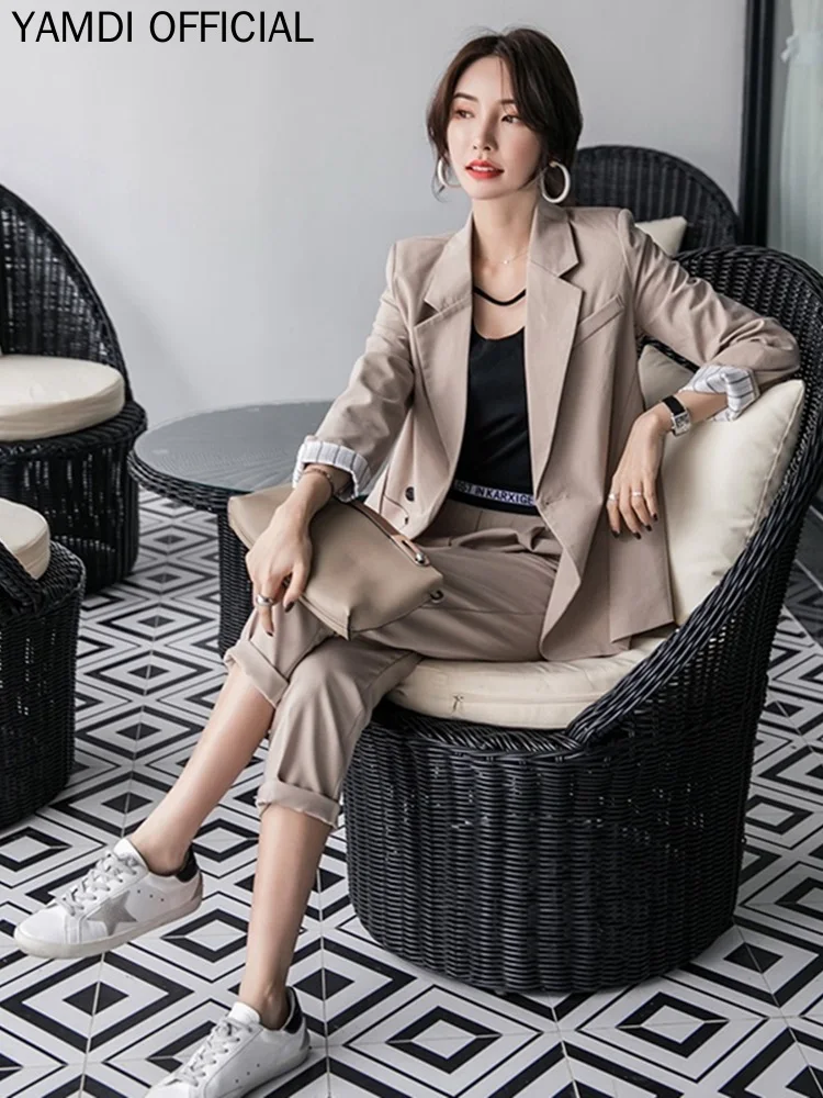 YAMDI Casual Formal Suit Work Women Pant Suits 2 Piece Pant Sets Khaki Blazer Jacket Elastic Waist Pants Autumn Winter Lady Suit
YAMDI Casual Formal Suit Work Women Pant Suits 2 Piece Pant Sets Khaki Blazer Jacket Elastic Waist Pants Autumn Winter Lady Suit
