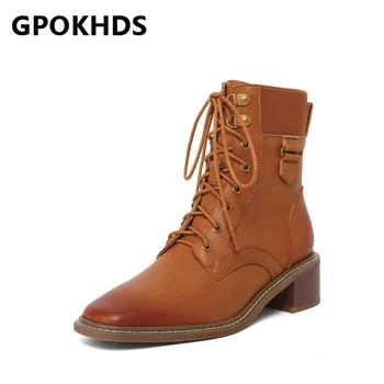 GPOKHDS 2021 women Ankle boots Cow leather Winter short plush Square Toe Lace-Up Metal Decoration High heels female boot size 39
GPOKHDS 2021 women Ankle boots Cow leather Winter short plush Square Toe Lace-Up Metal Decoration High heels female boot size 39