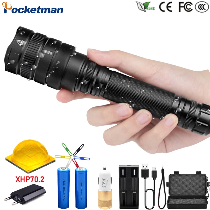 Most Powerfu 4400mA LED Flashlight xhp70.2 Ultra Bright Waterproof linterna led Torch xhp50 18650 Best Camping Outdoor light z90
Most Powerfu 4400mA LED Flashlight xhp70.2 Ultra Bright Waterproof linterna led Torch xhp50 18650 Best Camping Outdoor light z90