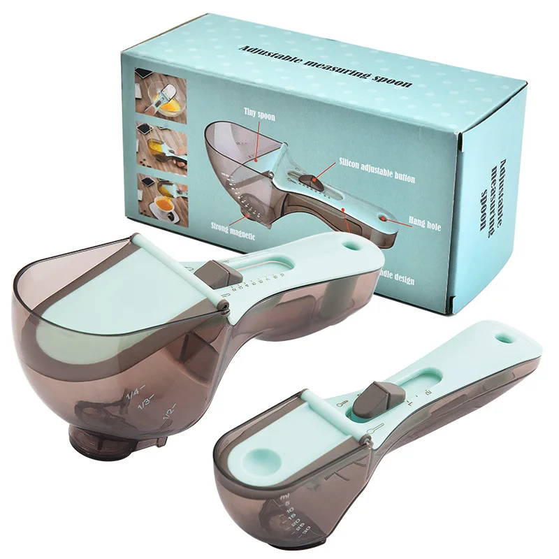 2 Pcs Adjustable Measuring Spoons with Magnetic Snaps Multifunctional Measuring Cups Solid Powder Liquid Measurement Baking tool
2 Pcs Adjustable Measuring Spoons with Magnetic Snaps Multifunctional Measuring Cups Solid Powder Liquid Measurement Baking tool