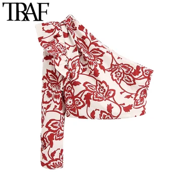 TRAF Women Fashion Print Ruffled Cropped Blouses Vintage asymmetric Neck One Sleeve Female Shirts Blusas Chic Tops
TRAF Women Fashion Print Ruffled Cropped Blouses Vintage asymmetric Neck One Sleeve Female Shirts Blusas Chic Tops