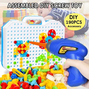 190pcs electric drill nut toy children's hand screwing toy kindergarten disassembly and assembly tool table three-dimensional
190pcs electric drill nut toy children's hand screwing toy kindergarten disassembly and assembly tool table three-dimensional