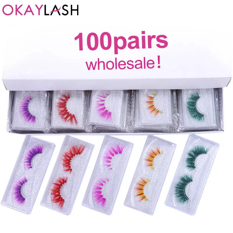 OKAYLASH 50/100 пар 3D накладные Цвет ed ресницы настоящая норка оптом драматический