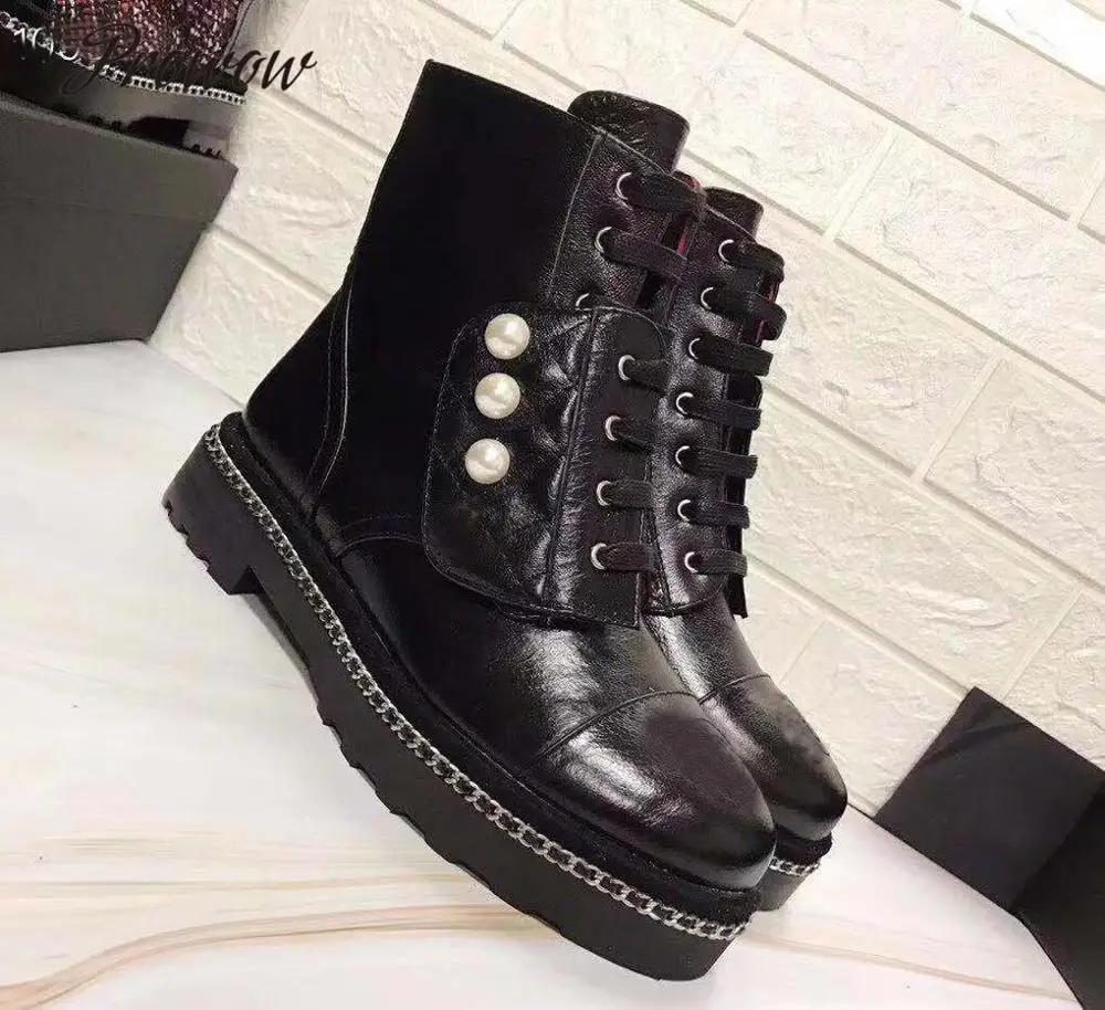 Prowow New Genuine Leather Round Toe Pearl Beading Ankle Boots Low Heel Luxury Branded Autumn Winter Boots Shoes Women
Prowow New Genuine Leather Round Toe Pearl Beading Ankle Boots Low Heel Luxury Branded Autumn Winter Boots Shoes Women