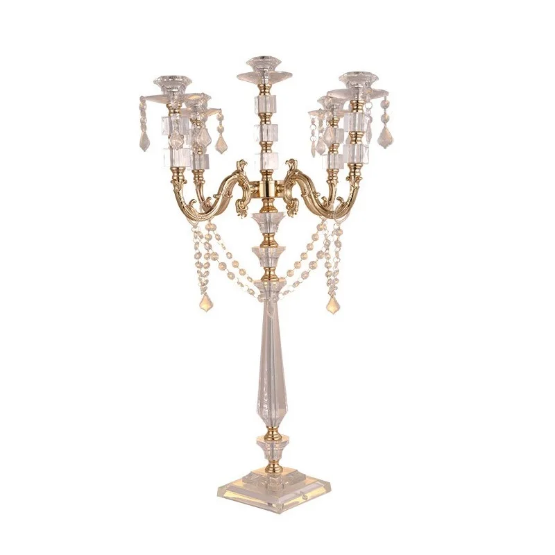 

Acrylic Candle Holders Candelabras With Crystal Pendants 77 CM/30" Height Marriage Candlestick Wedding Centerpieces Home Decor