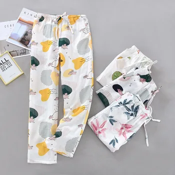 Women Casual Cute Printed Sleep Bottoms Femme Comfortable Soft Loose Cotton Pants Ladies Fresh Style Elasticity Waists Homewears 
Women Casual Cute Printed Sleep Bottoms Femme Comfortable Soft Loose Cotton Pants Ladies Fresh Style Elasticity Waists Homewears