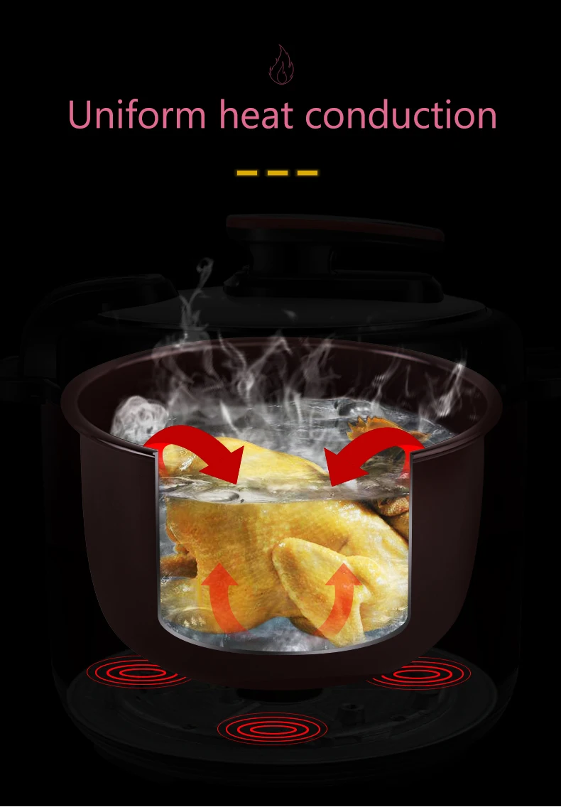 CUKYI 5L Non-Stick Electric Pressure Cooker with Waterproof Panel and Exhaust Valve 7 CUKYI 5L Non-Stick Electric Pressure Cooker with Waterproof Panel and Exhaust Valve 7
