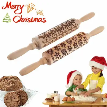 Wooden Engraved Rolling Pin with Christmas Tree Deer Snowflake Snowman Egg Pattern Rolling Pins for Baking Embossed Cookies
Wooden Engraved Rolling Pin with Christmas Tree Deer Snowflake Snowman Egg Pattern Rolling Pins for Baking Embossed Cookies