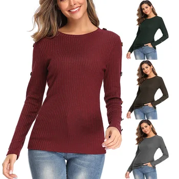 Womens hot sale autumn winter new round neck button long sleeve solid color pullover lady sweater girl knit shirt
Womens hot sale autumn winter new round neck button long sleeve solid color pullover lady sweater girl knit shirt