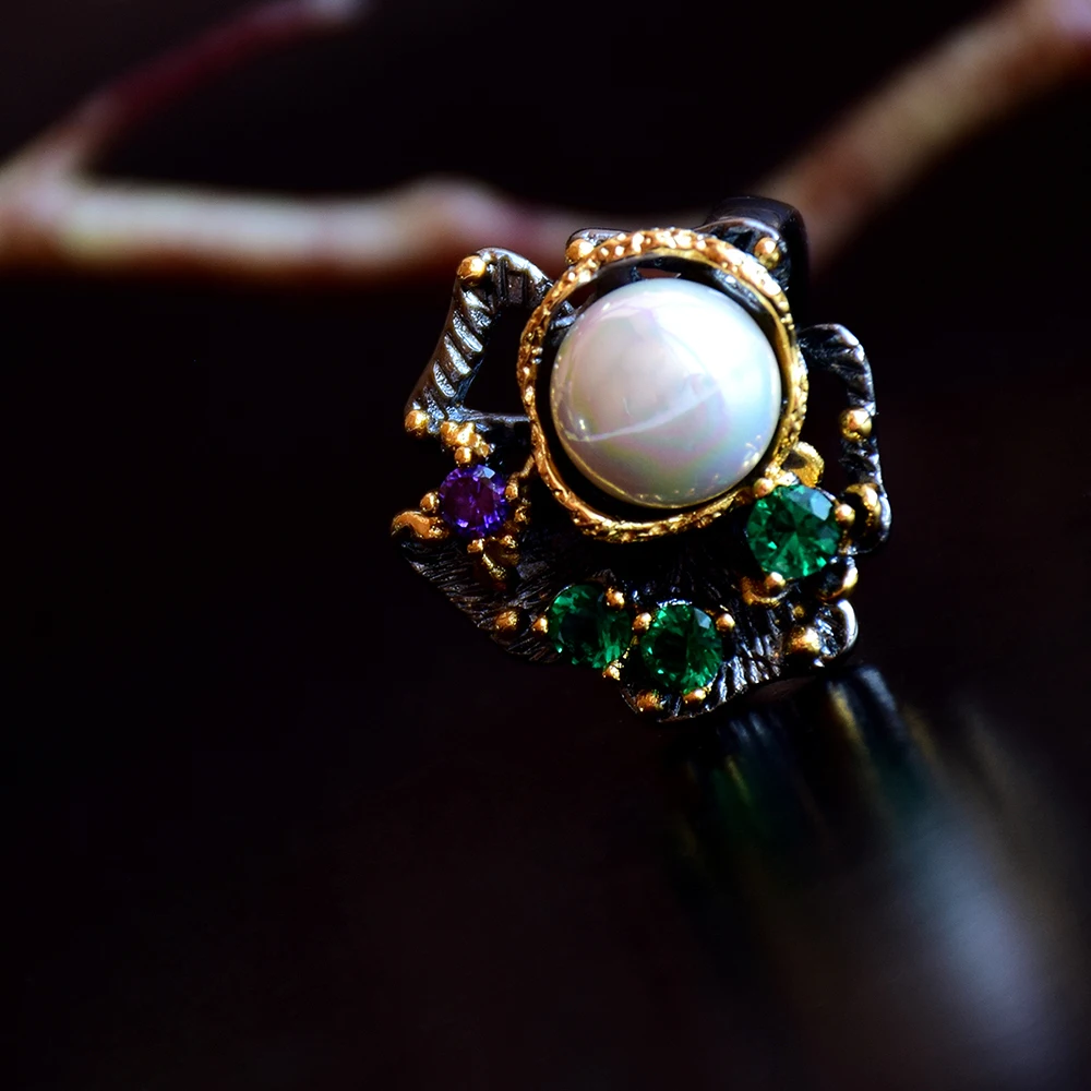 Pearl ring color stone (6)