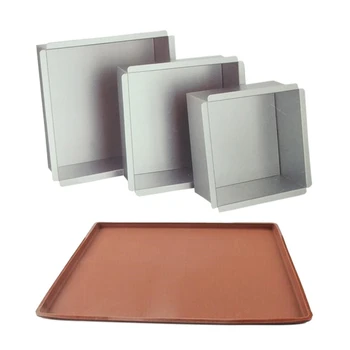 3 Pcs Square Living Bottom Cake Mold Set Baking Tray Baking Utensils & 1 Pcs Friendly Silicone Baking Mat 
3 Pcs Square Living Bottom Cake Mold Set Baking Tray Baking Utensils & 1 Pcs Friendly Silicone Baking Mat