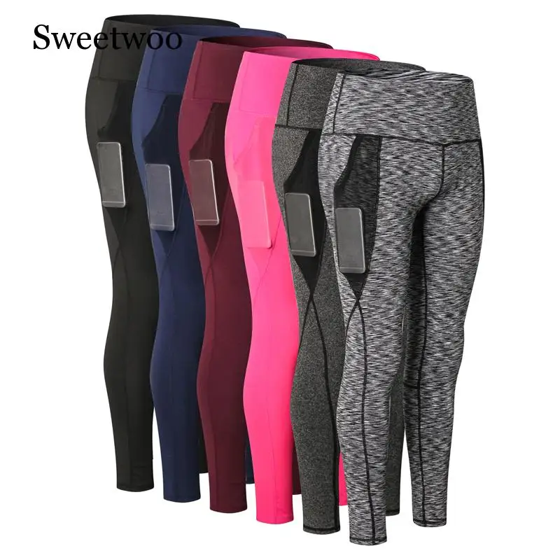 

Women Super Stretchy Gym Tights Energy Seamless Tummy Control Yoga Pants High Waist Sport Leggings Mesh Pocket Yoga Running Pant