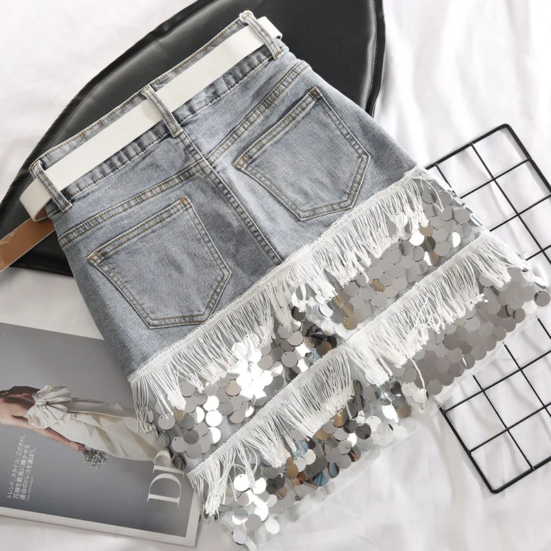 Denim Skirt Female Summer Slim Package Hip Short Skirt Korean Version Tide 2020 Spring Summer New Fashion Sequins Wild Skirts
Denim Skirt Female Summer Slim Package Hip Short Skirt Korean Version Tide 2020 Spring Summer New Fashion Sequins Wild Skirts