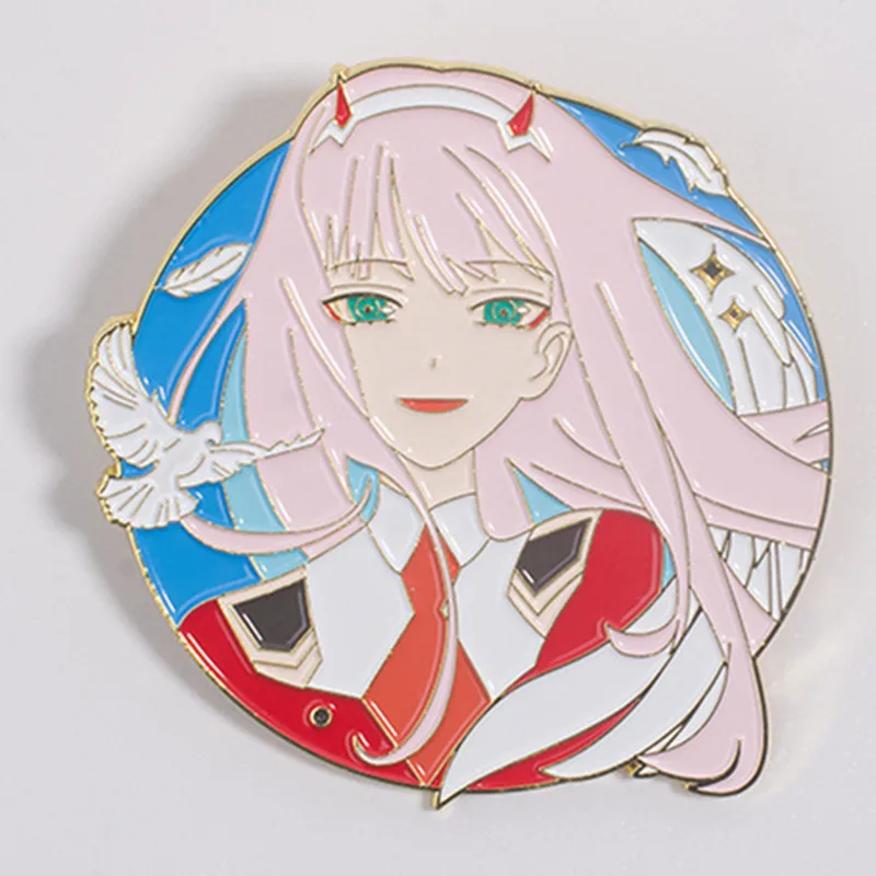 

Anime DARLING in the FRANXX ZERO TWO CODE:002 Cosplay Cartoon Costume Props Metal Badge Pin Alloy Brooch Accessories