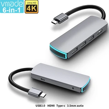 USB 3.1 Type-C 6 in 1Hub To HDMI Adapter 4K Thunderbolt 3 USB C Hub with USB3.0 Slot PD for MacBook Pro/Air 2020
USB 3.1 Type-C 6 in 1Hub To HDMI Adapter 4K Thunderbolt 3 USB C Hub with USB3.0 Slot PD for MacBook Pro/Air 2020