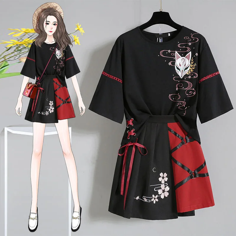 Anime Summer Women's Clothing Japanese Red Ribbon Girl Lolita T-shirt Short Skirt Set Adult Costume Cosplay Costumes
Anime Summer Women's Clothing Japanese Red Ribbon Girl Lolita T-shirt Short Skirt Set Adult Costume Cosplay Costumes