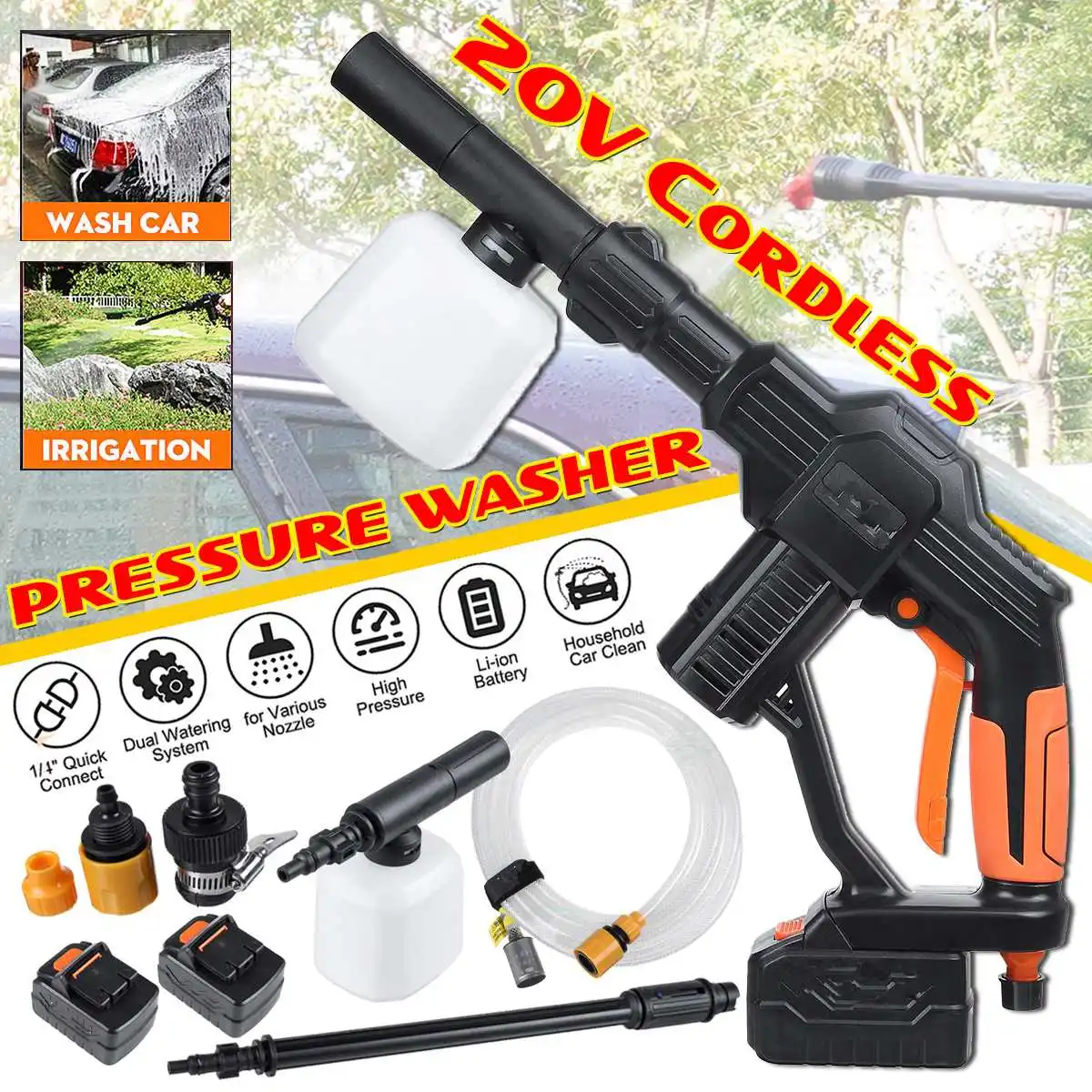 21V Wireless High Pressure Cleaner Universal 1/4" Fitting Cordless Portable Pressure Cleaner for Car Cleaning
21V Wireless High Pressure Cleaner Universal 1/4" Fitting Cordless Portable Pressure Cleaner for Car Cleaning